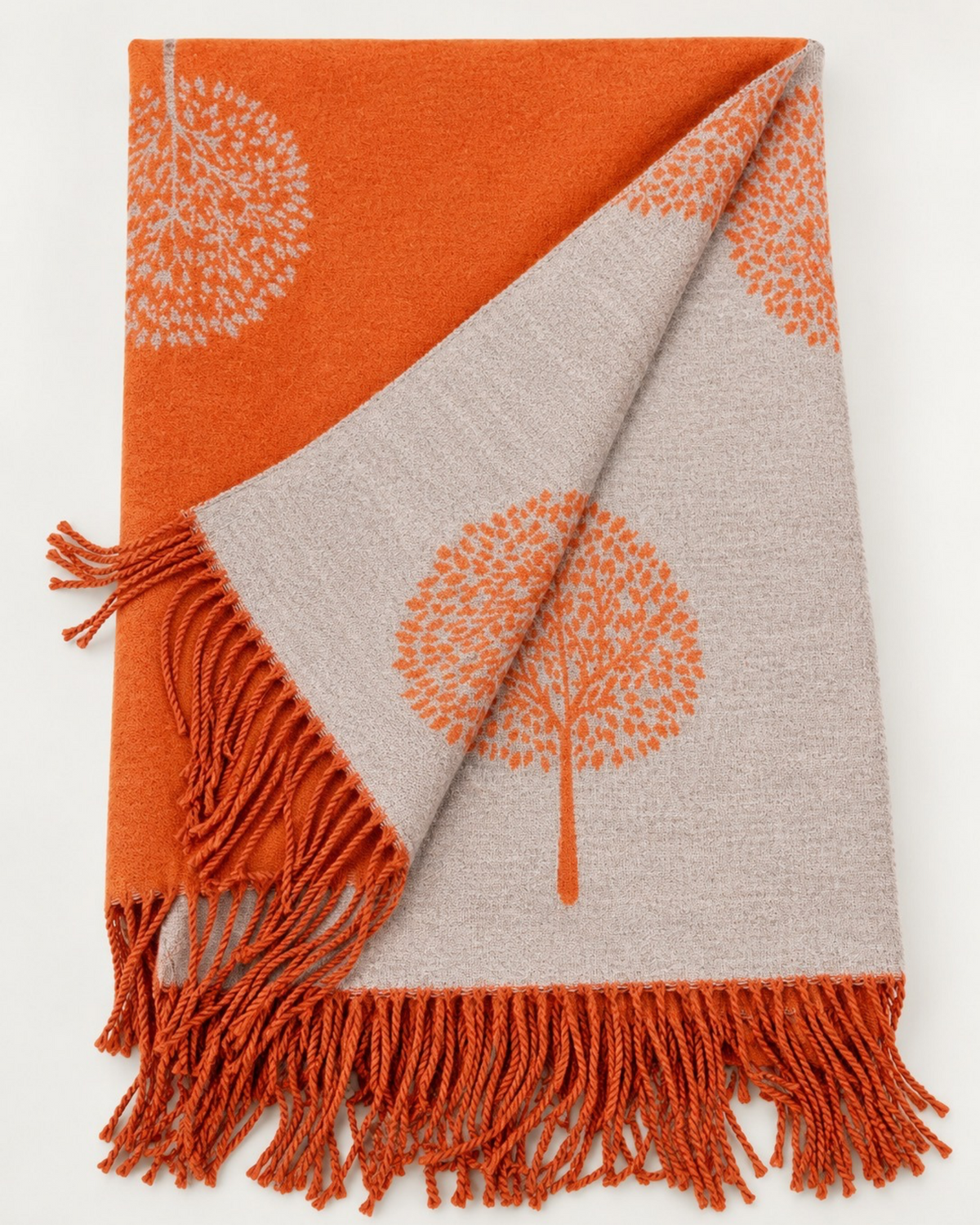 Cashmere Blend Tree Scarf – Burnt Orange