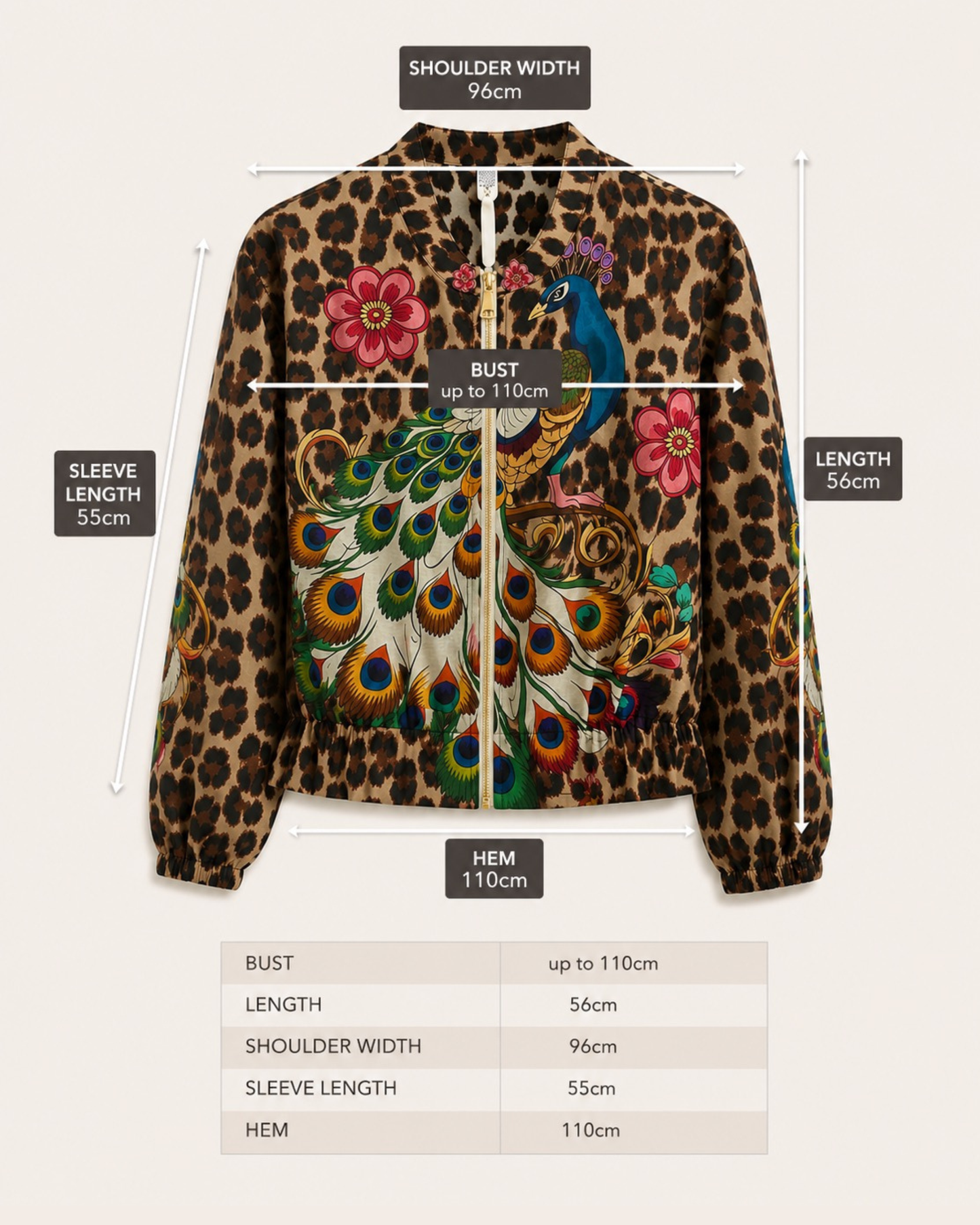 Peacock Print Bomber Jacket