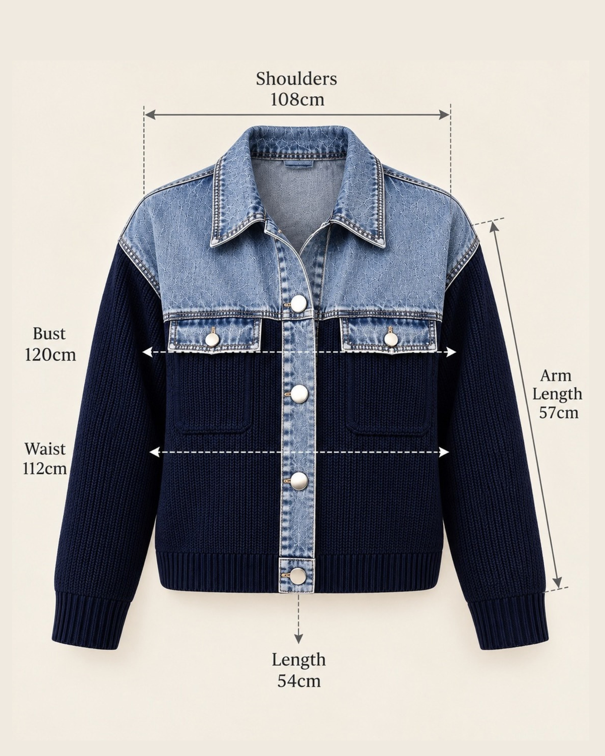 Denim Detail Knit Jacket