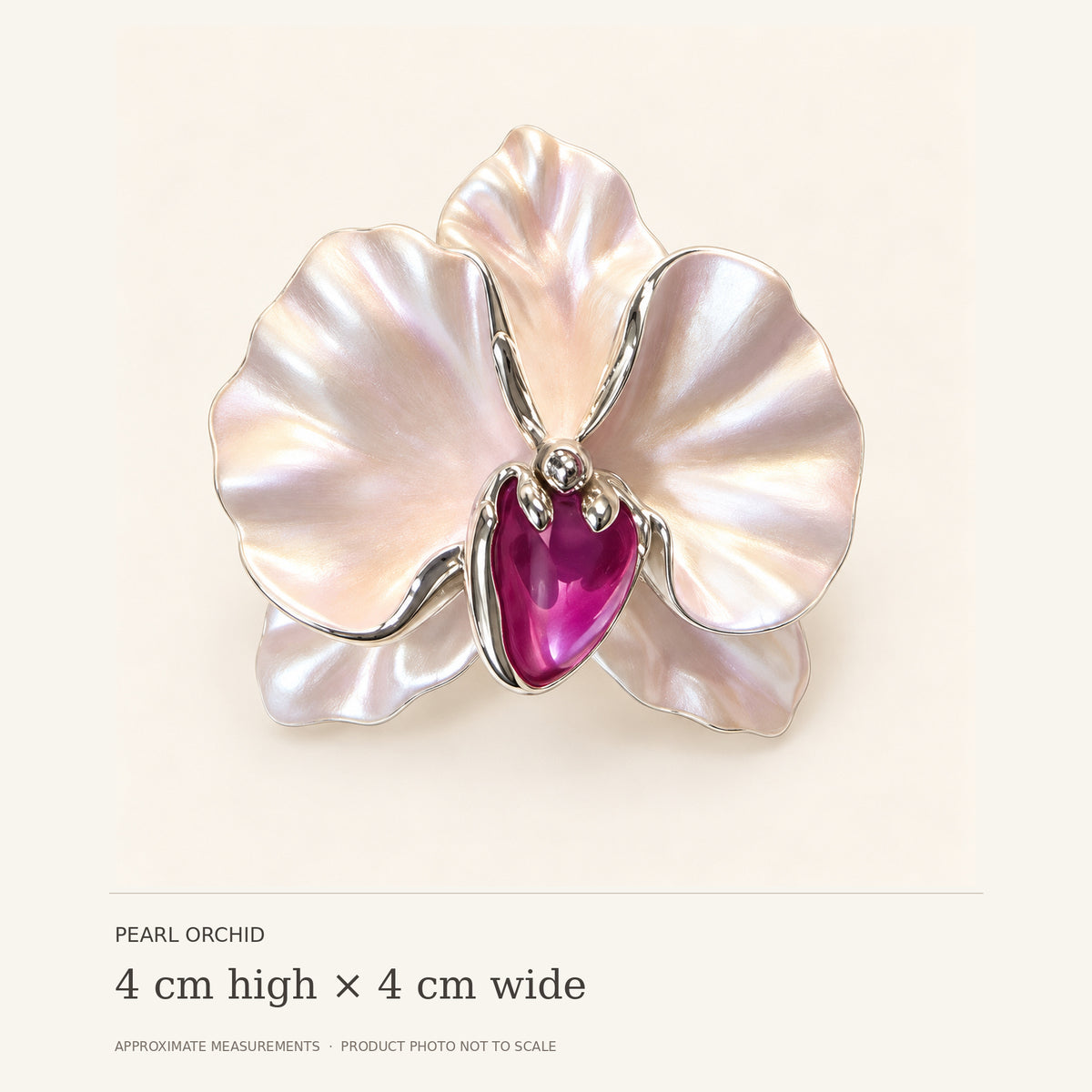 Silver-Plated Pearl Orchid Flower Brooch