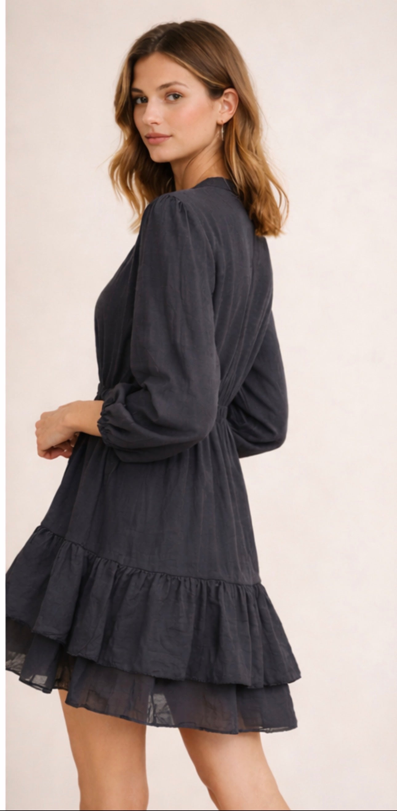 Charcoal Tiered Mini Dress