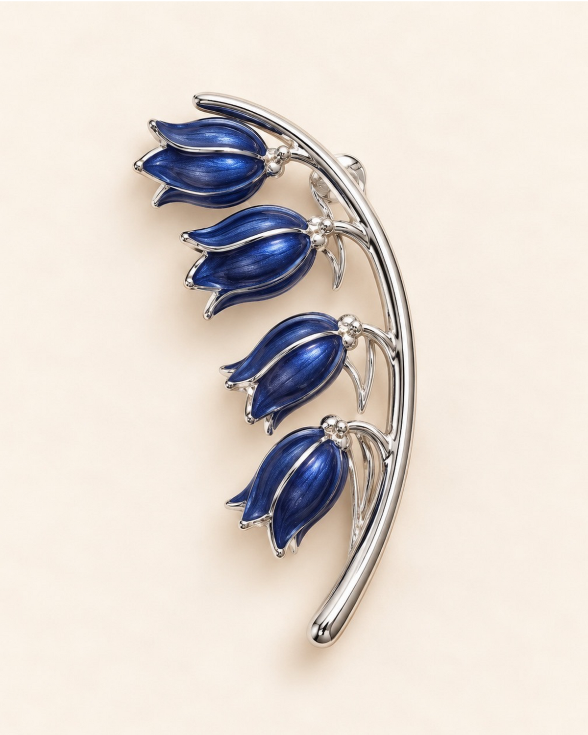 Silver-Plated Bluebell Flower Brooch