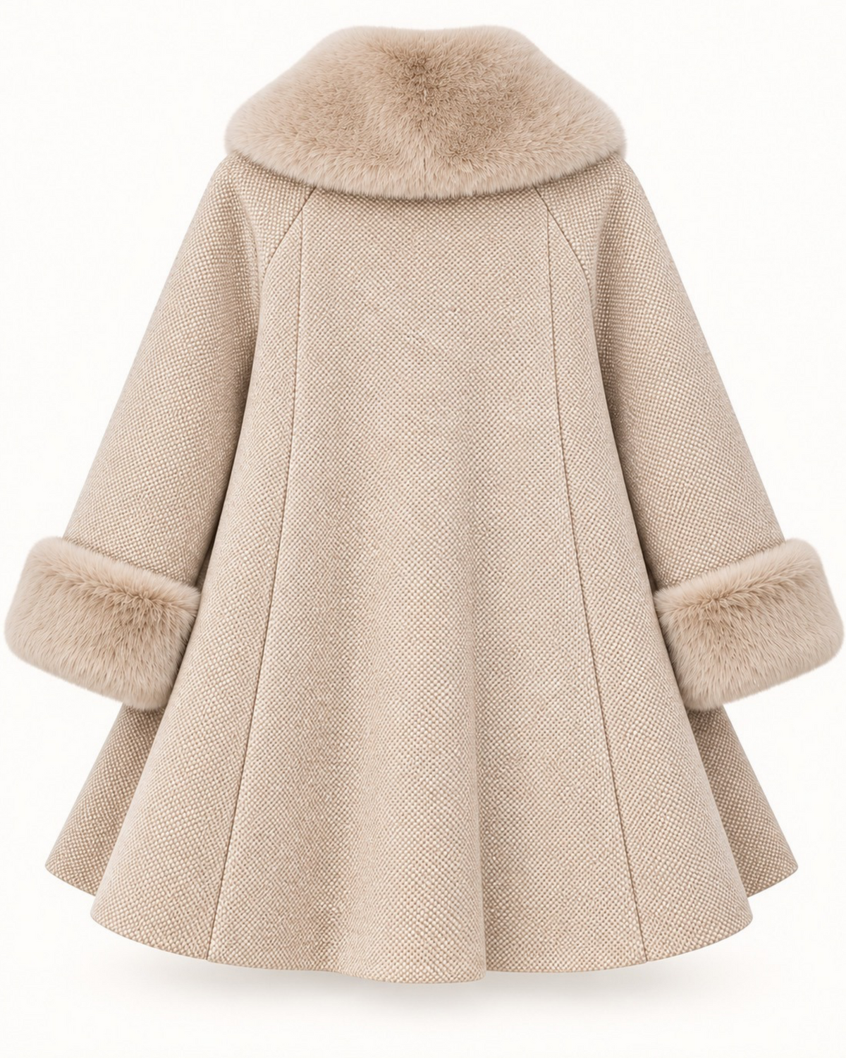 Cream Faux Fur Trim Swing Coat – Made in Italy