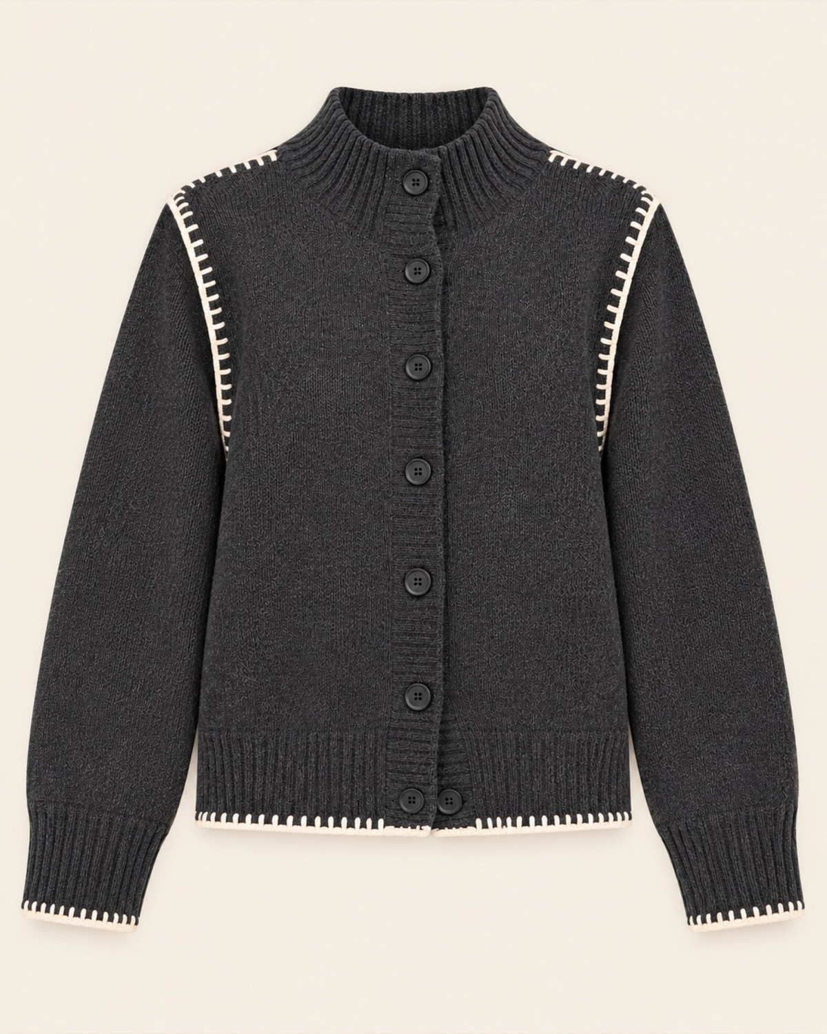 Dark Grey Contrast Stitch Cardigan