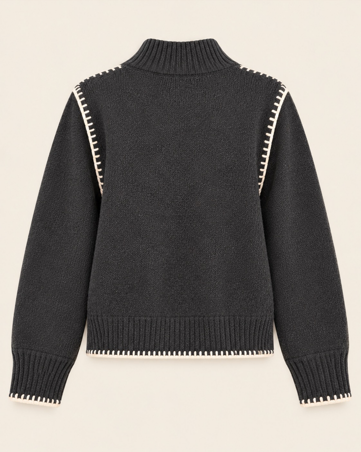 Dark Grey Contrast Stitch Cardigan
