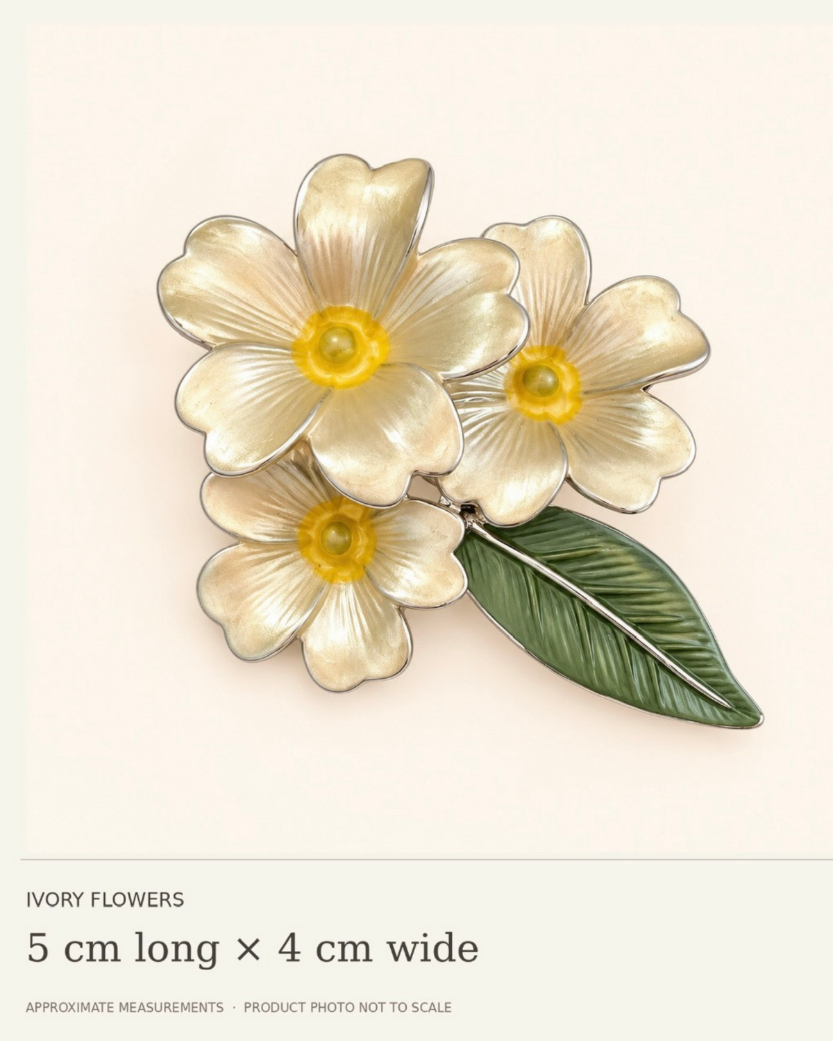 Silver-Plated Yellow Primrose Flower Brooch