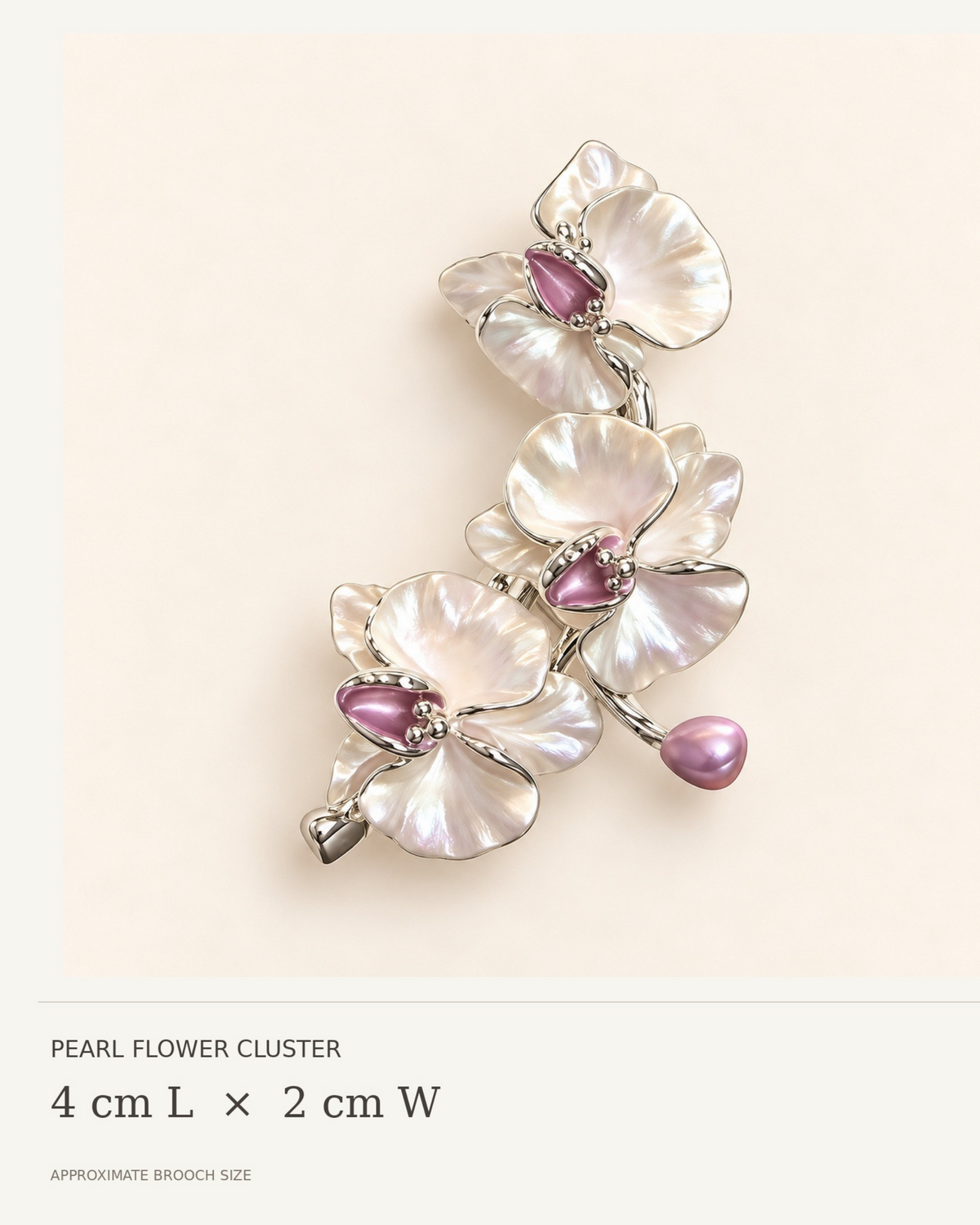 Silver-Plated Orchid Spray Brooch
