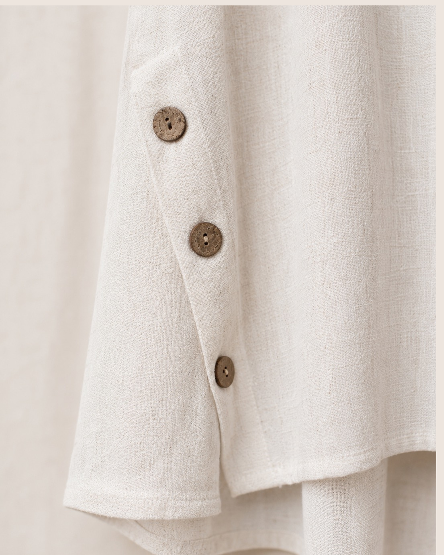 Button Detail Dip Hem Top - Cream