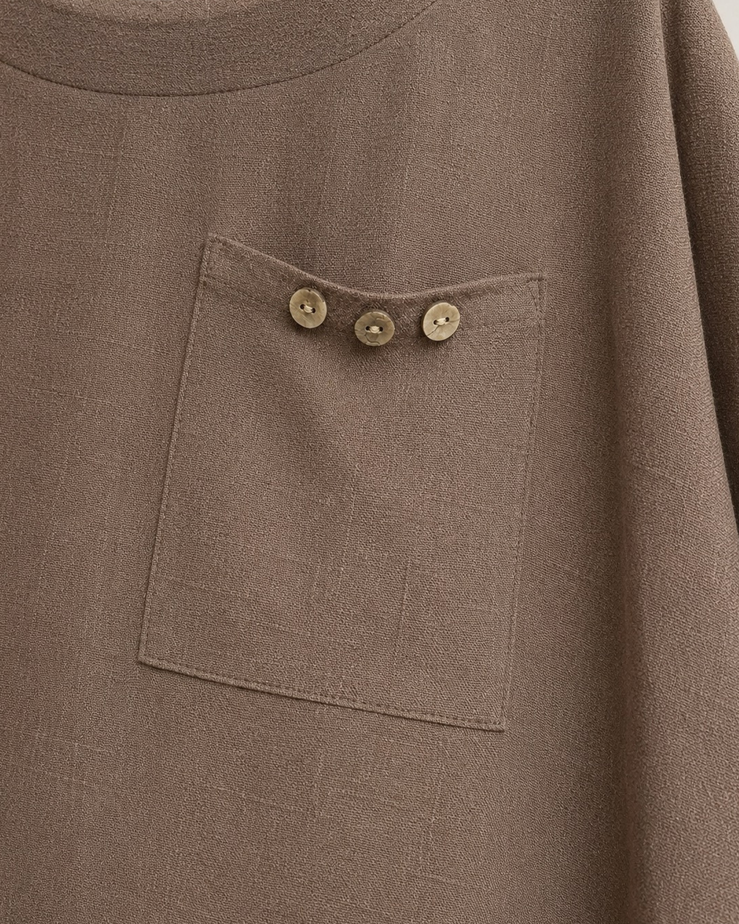 Button Detail Dip Hem - Brown