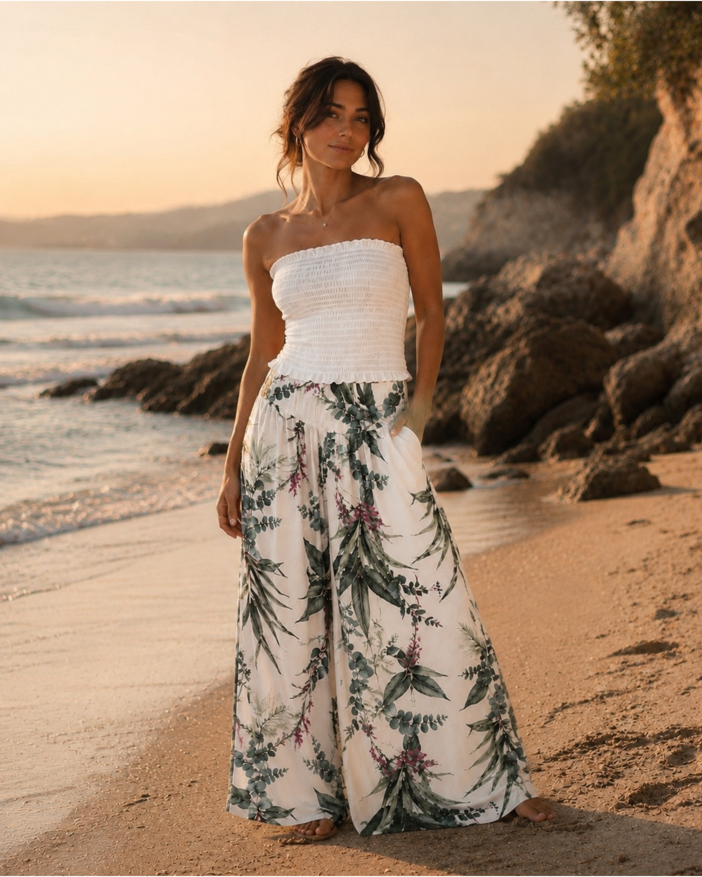 Botanical Print Palazzo Trousers