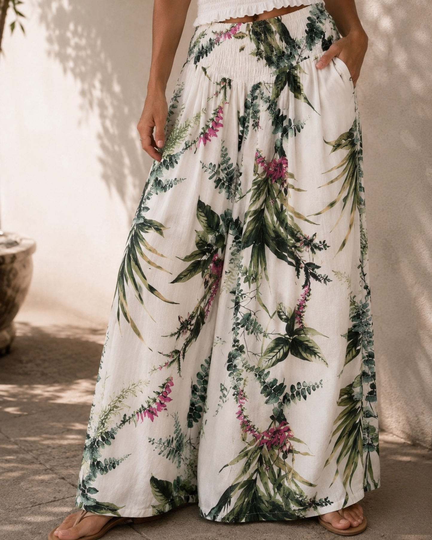 Botanical Print Palazzo Trousers