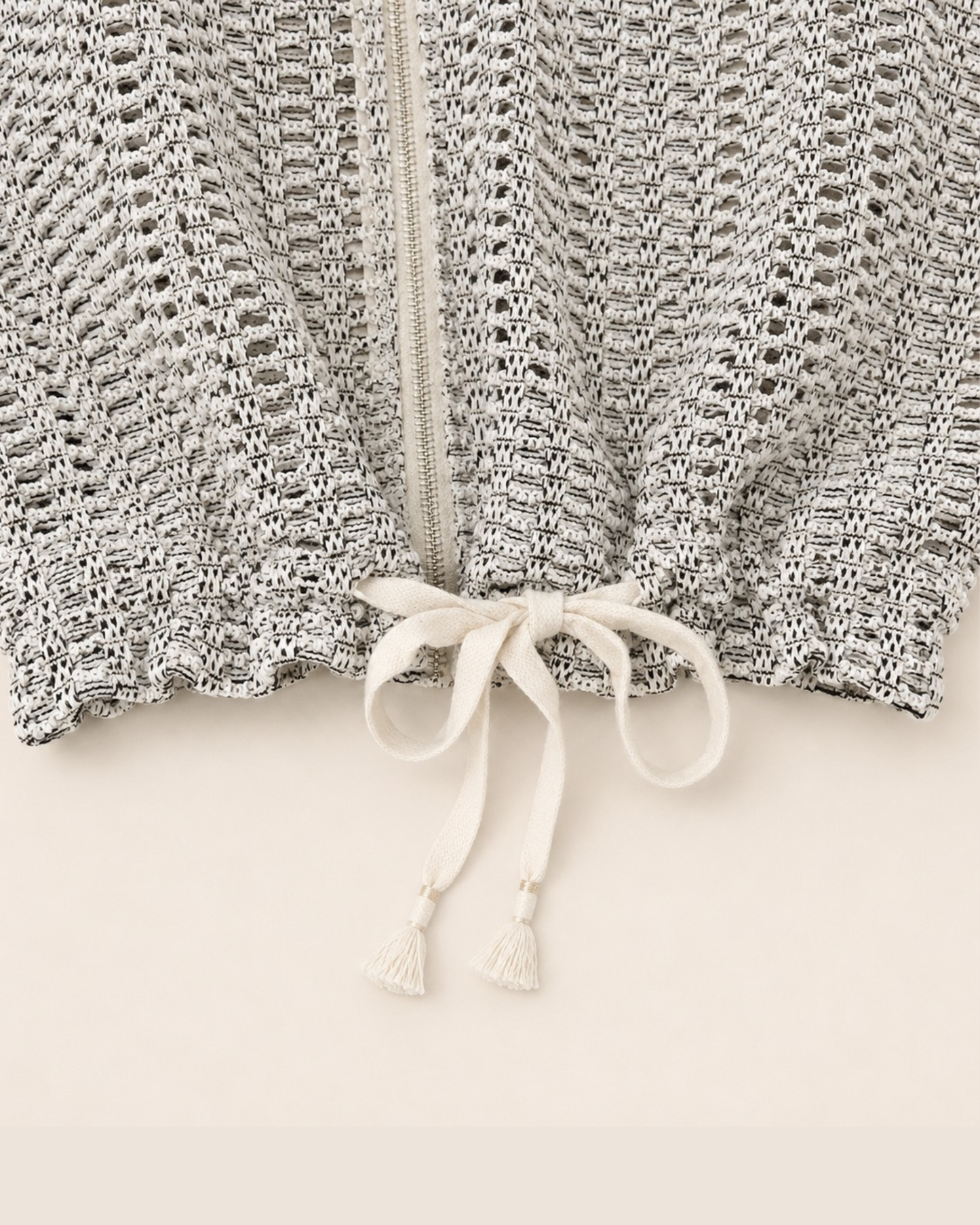 Crochet Bomber Jacket - Cream