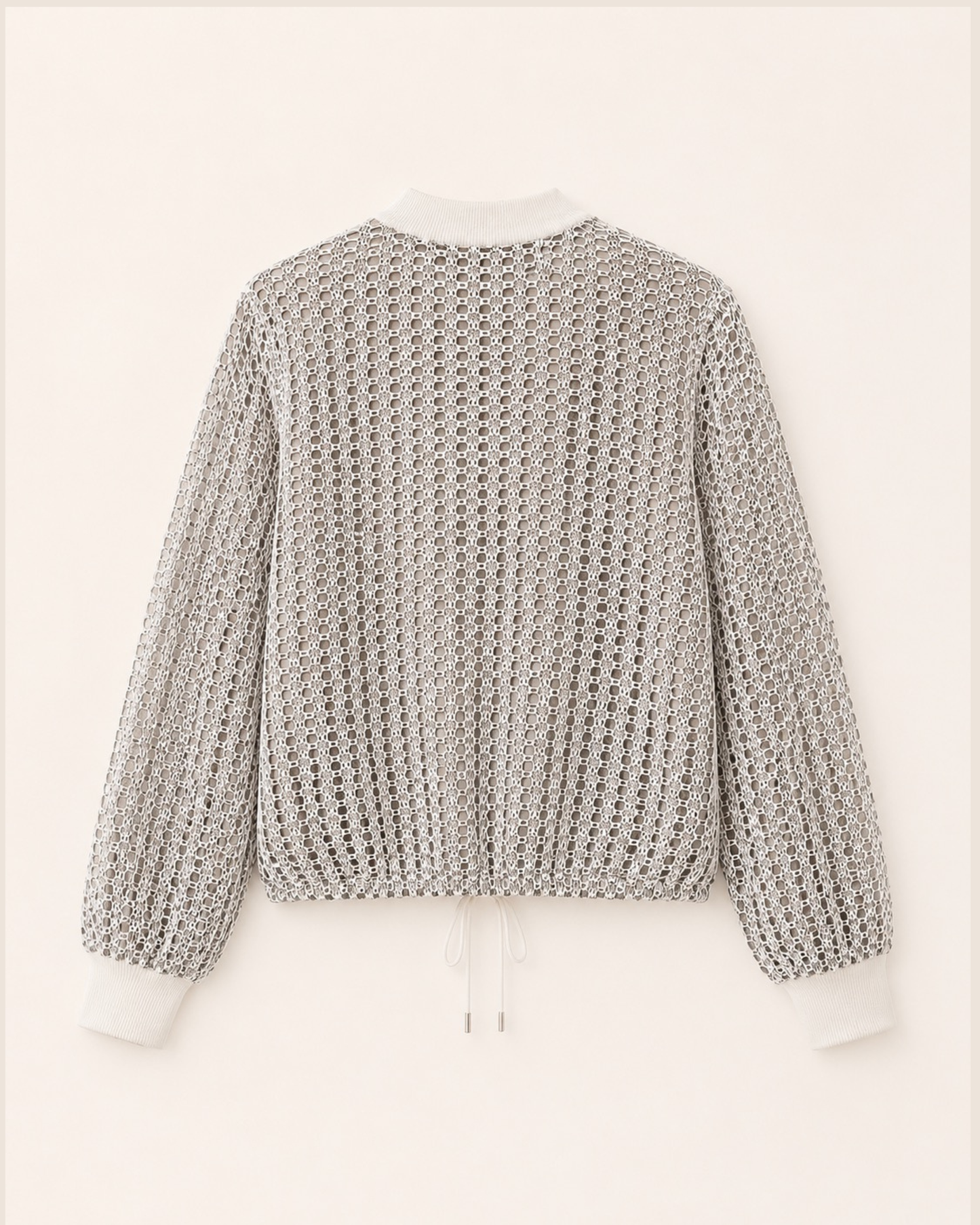 Crochet Bomber Jacket - Cream