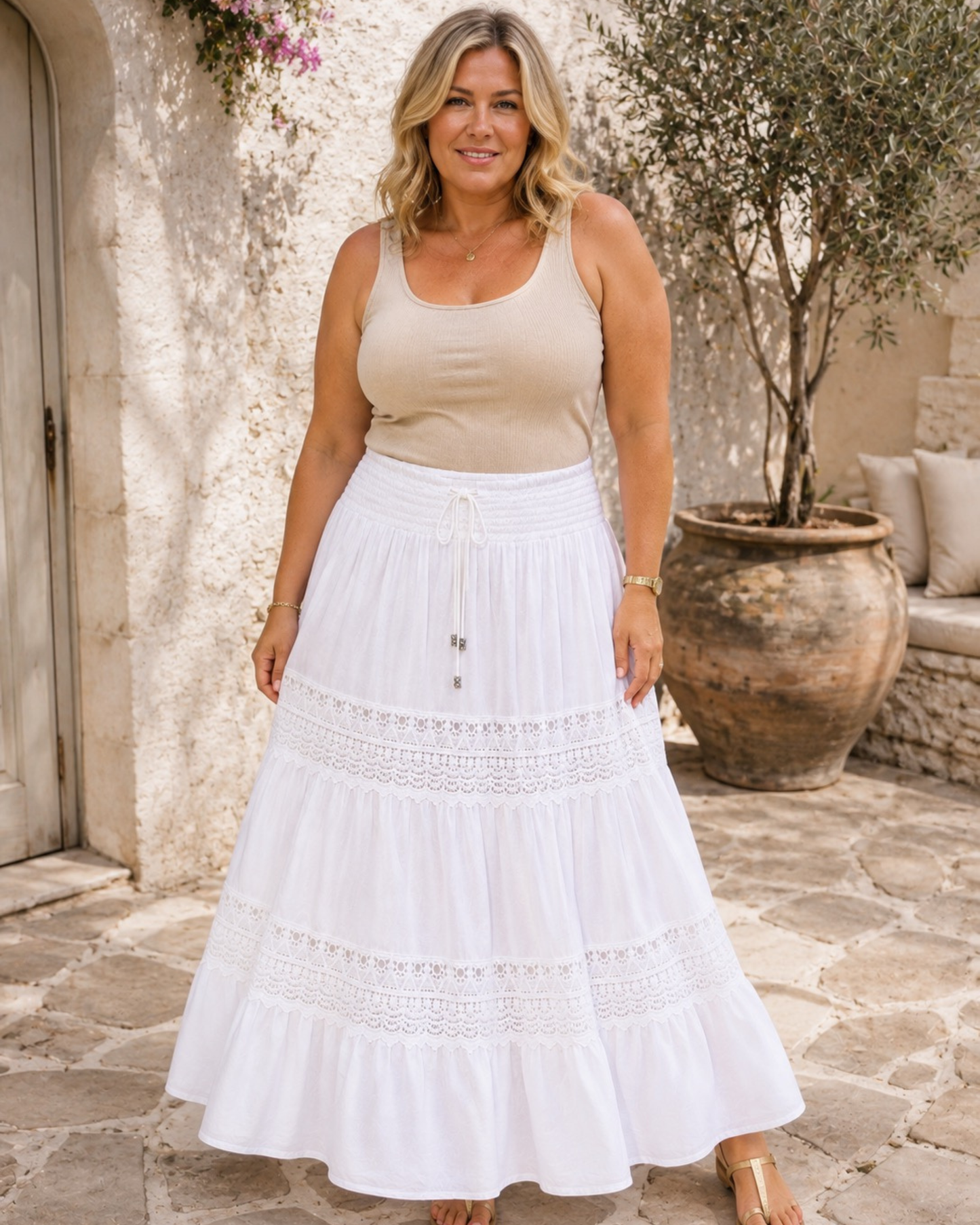 Lace Detail Maxi Skirt