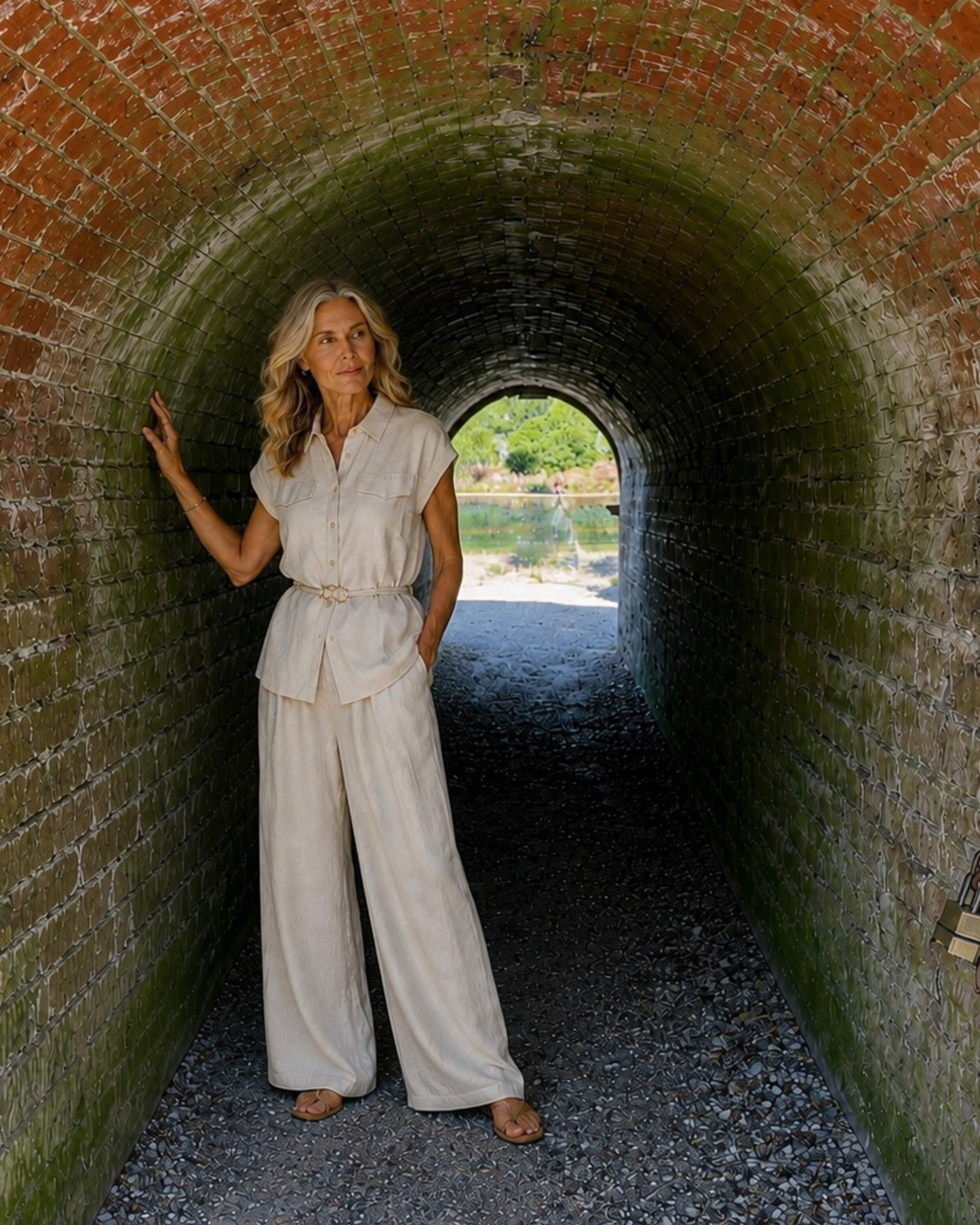 Belted Shirt & Wide-Leg Trouser Two-Piece