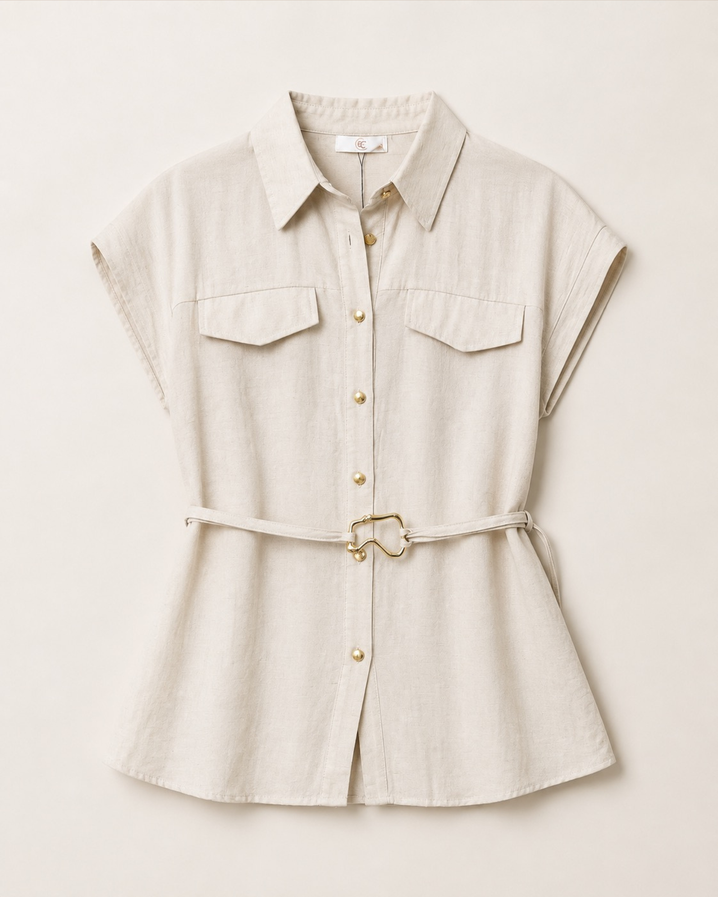 Belted Shirt & Wide-Leg Trouser Two-Piece