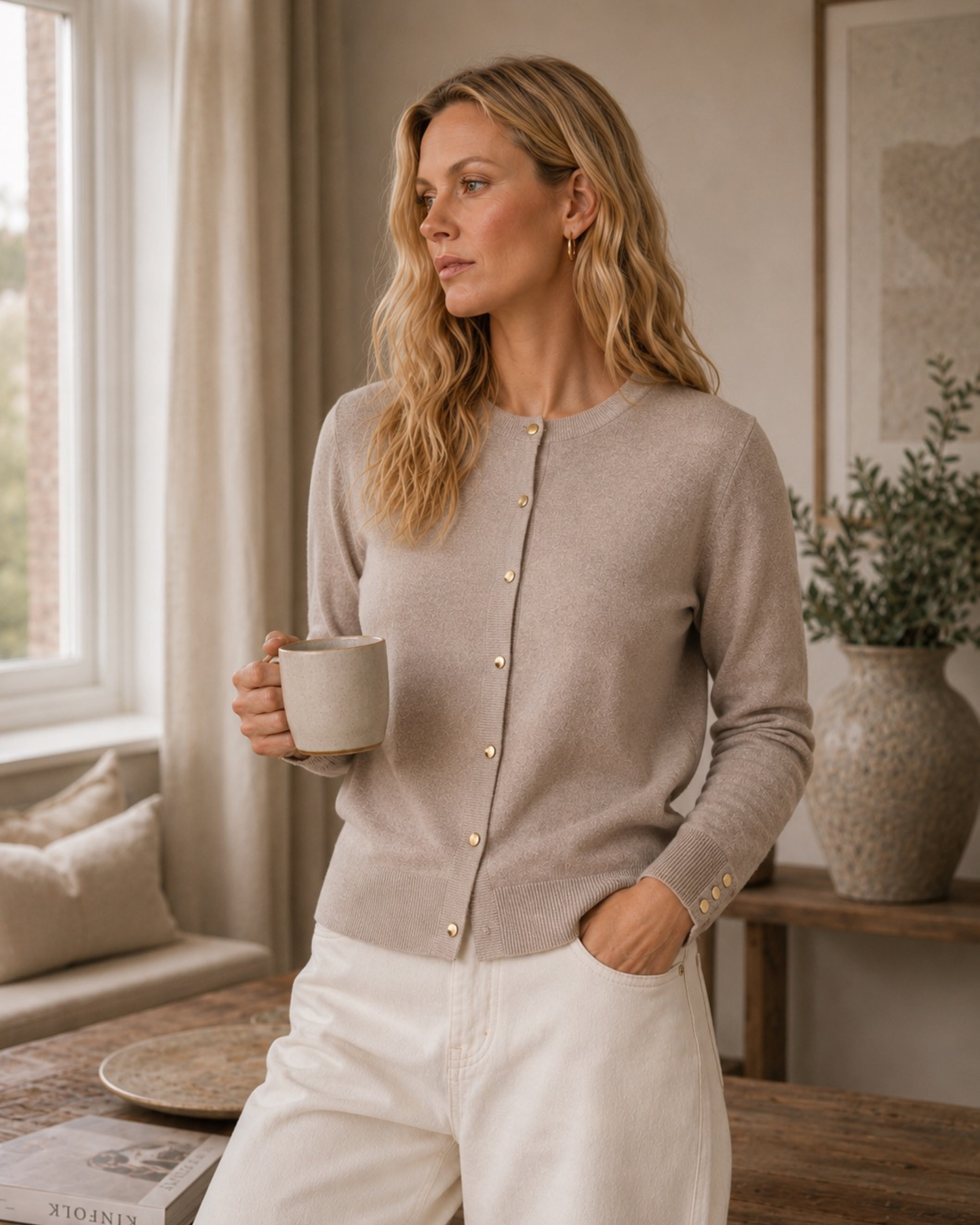 Gold Stud Fine Knit Cardigan