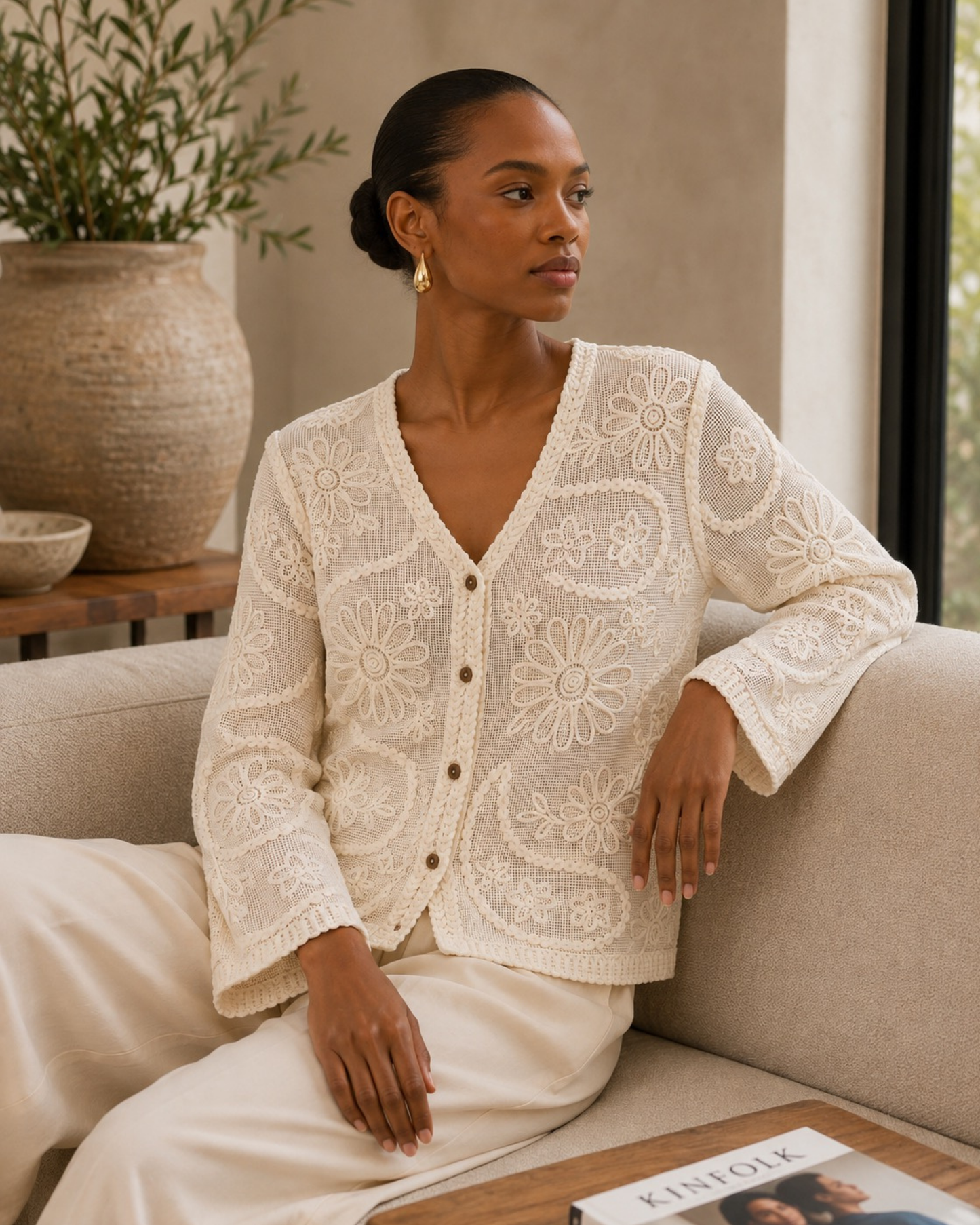 Floral Lace Cotton Cardigan