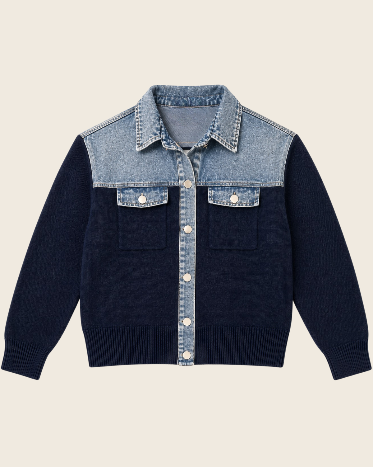Denim Detail Knit Jacket