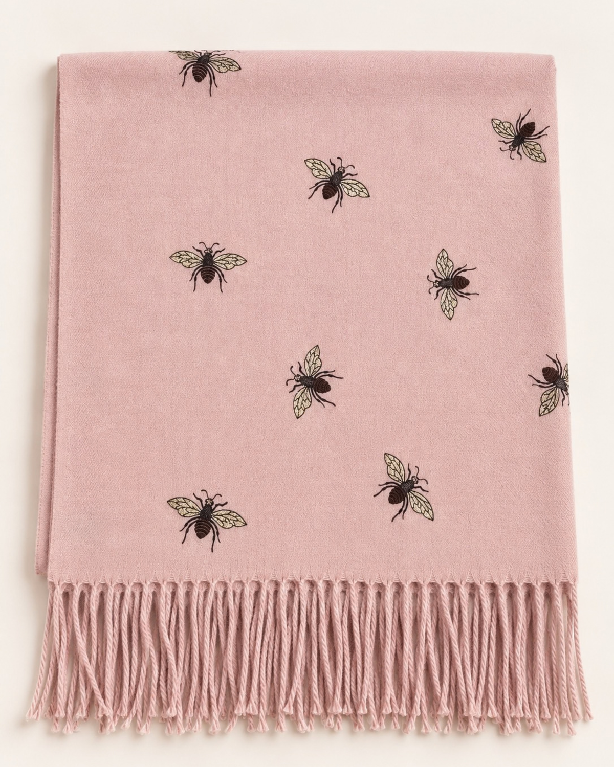 Cashmere Blend Bee Scarf – Blush Pink