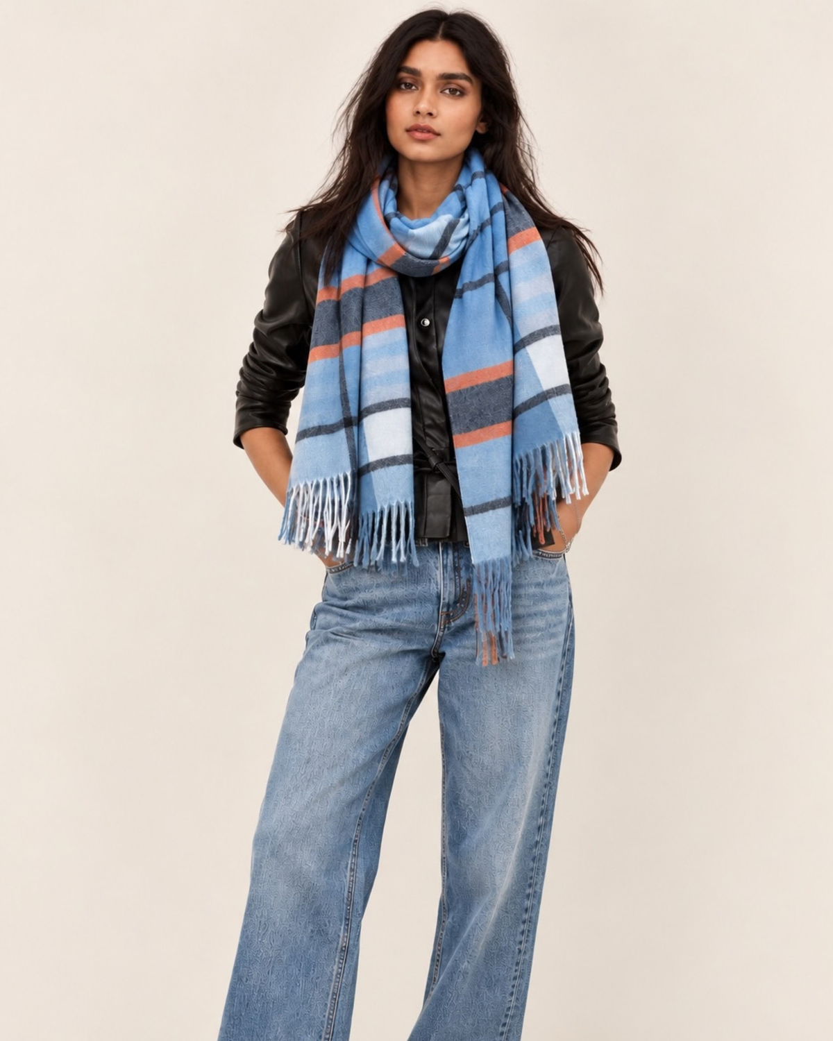 Blue Cashmere Blend Scarf