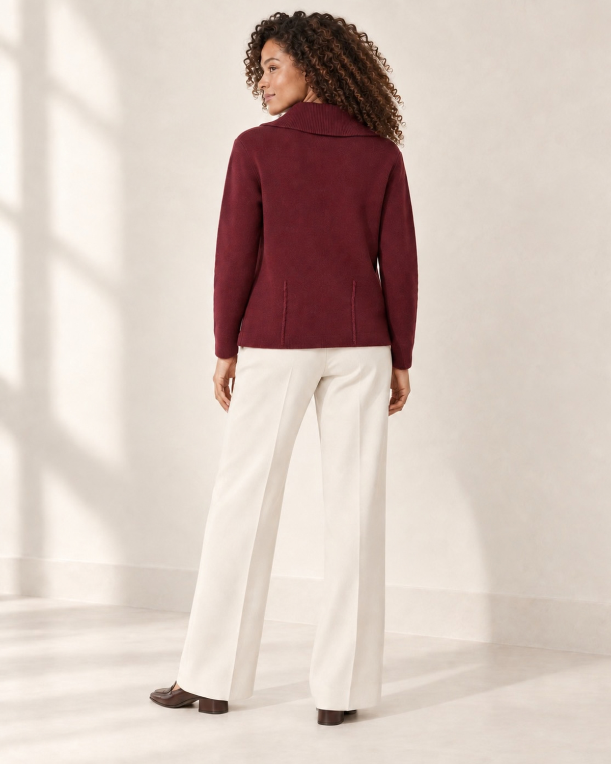 Burgundy Zip Knit Jacket