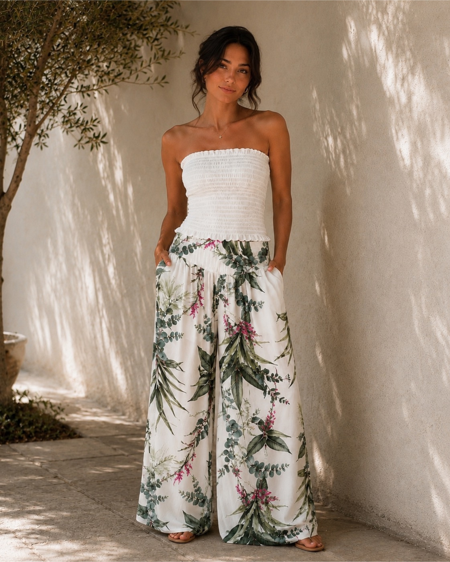 Botanical Print Palazzo Trousers