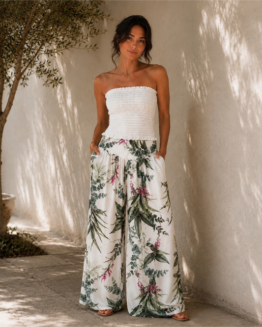 Botanical Print Palazzo Trousers