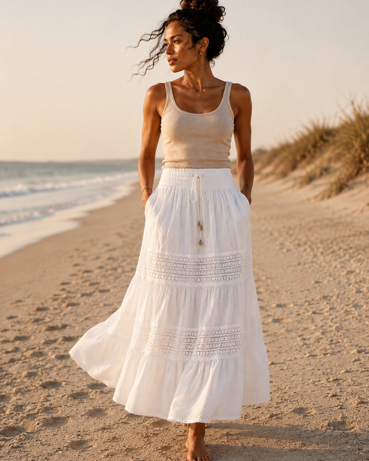 Lace Detail Maxi Skirt