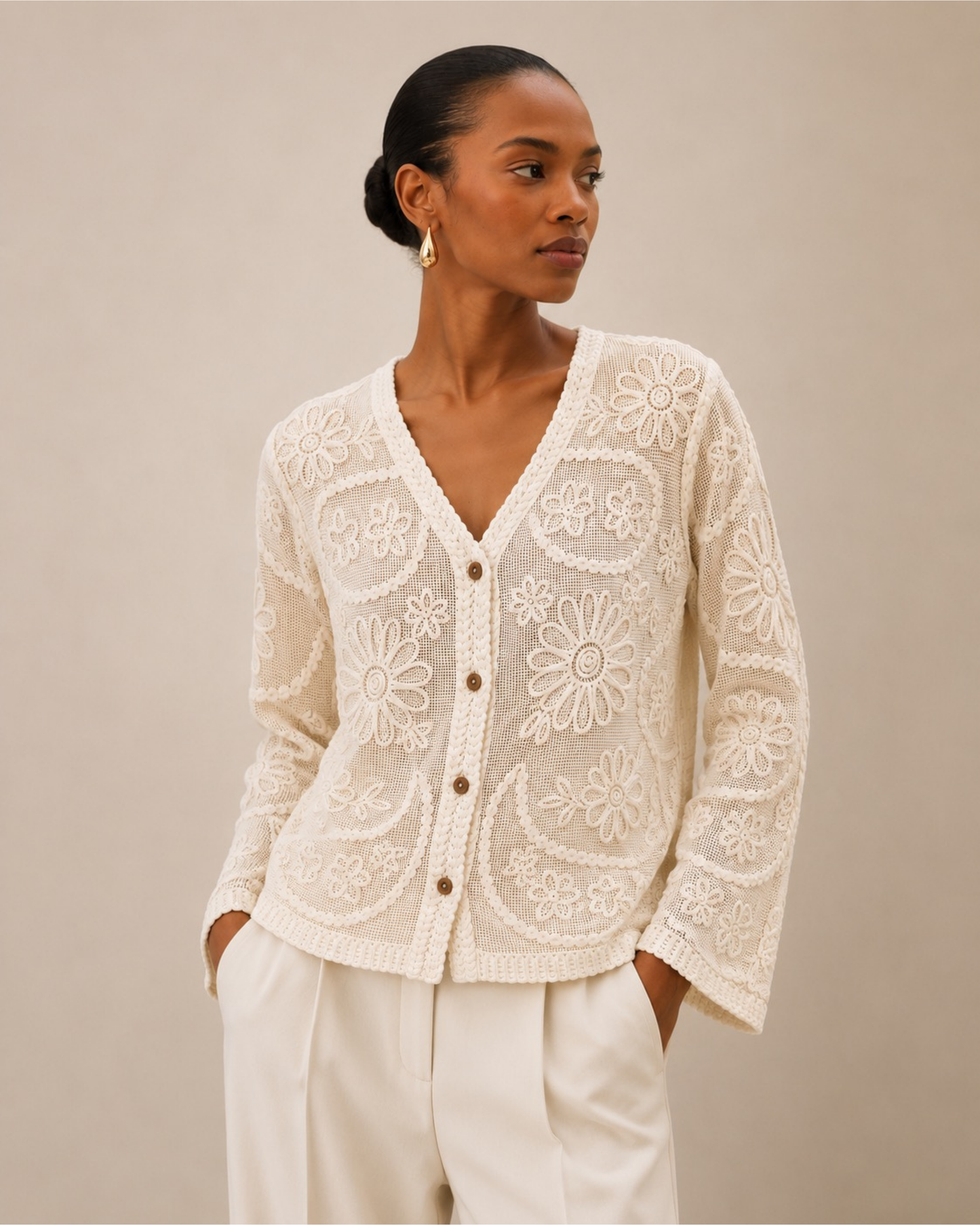 Floral Lace Cotton Cardigan