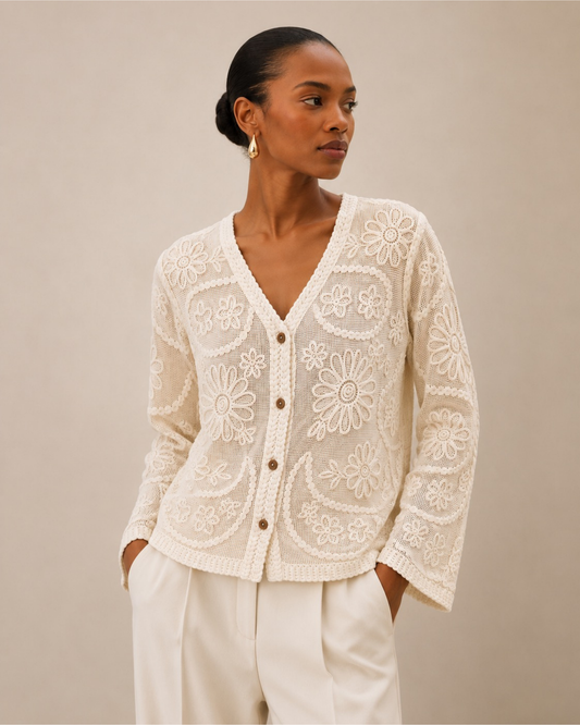 Floral Lace Cotton Cardigan