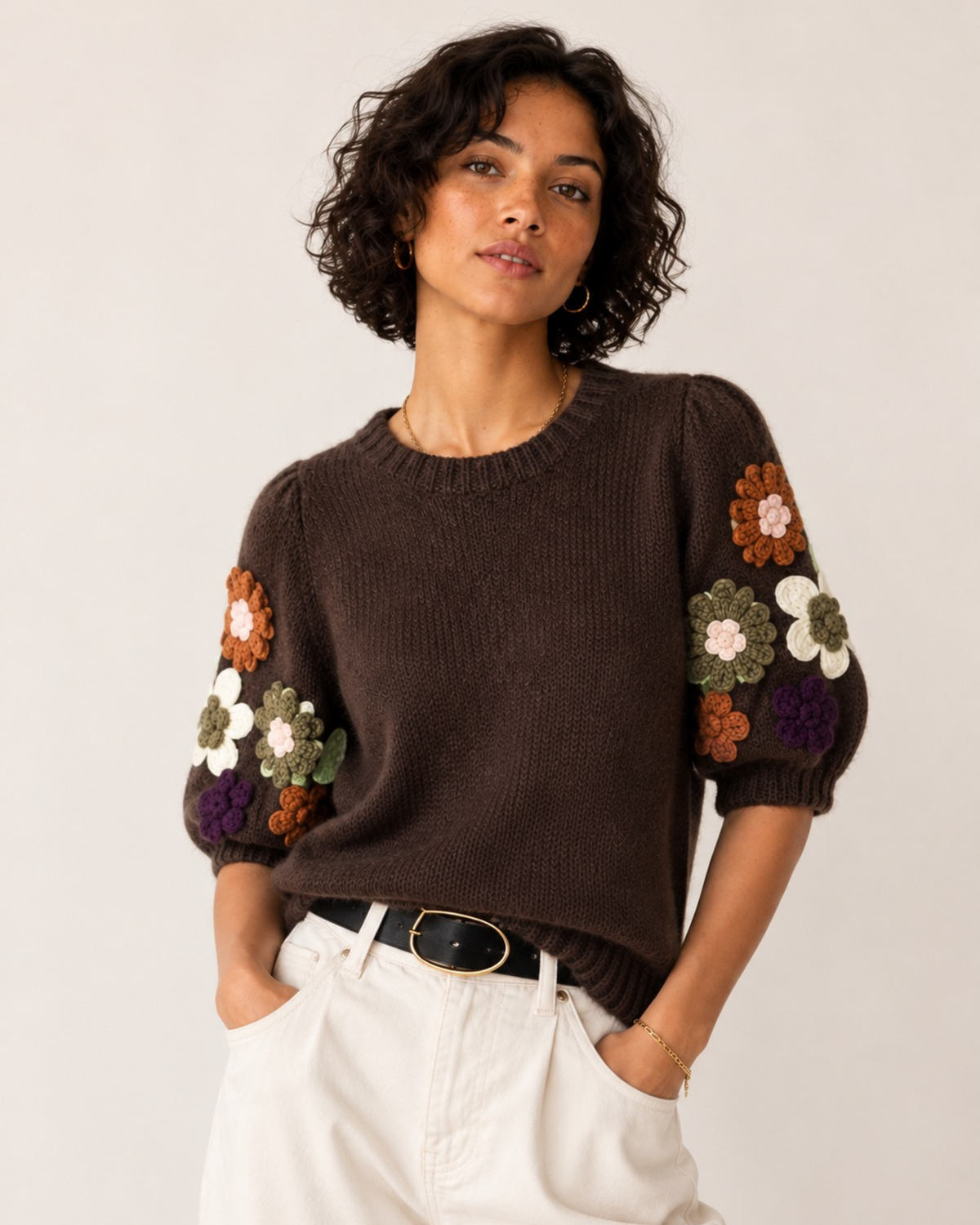 Floral Sleeve Knit Jumper