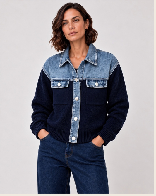 Denim Detail Knit Jacket