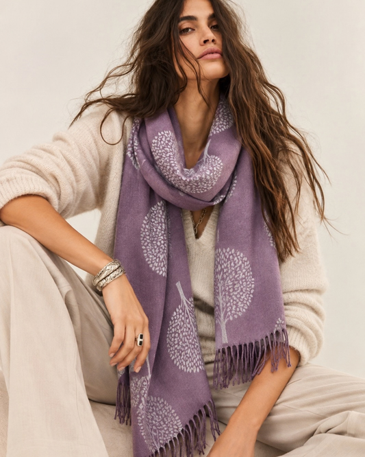 Cashmere Blend Tree Print Scarf – Mauve
