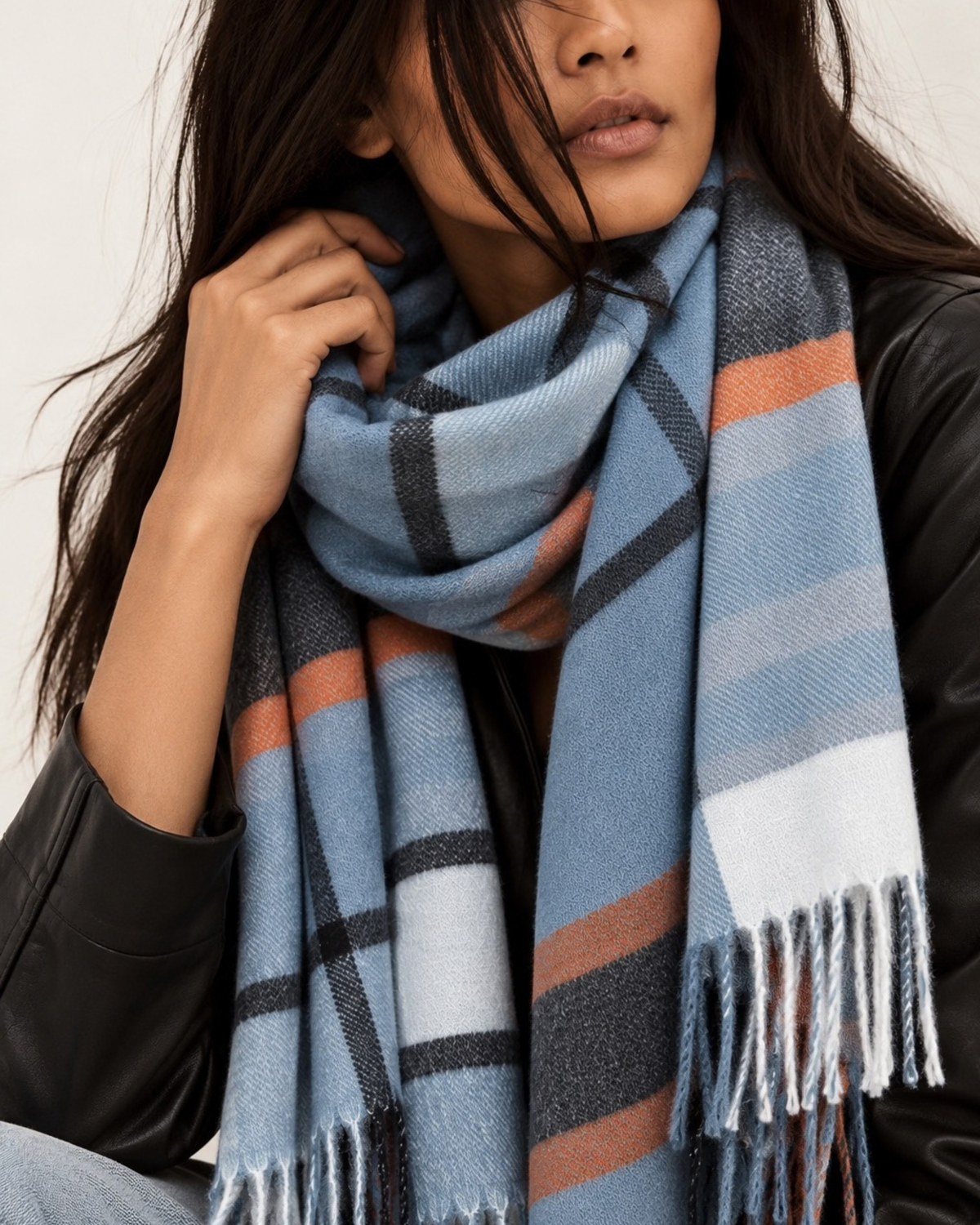 Blue Cashmere Blend Scarf
