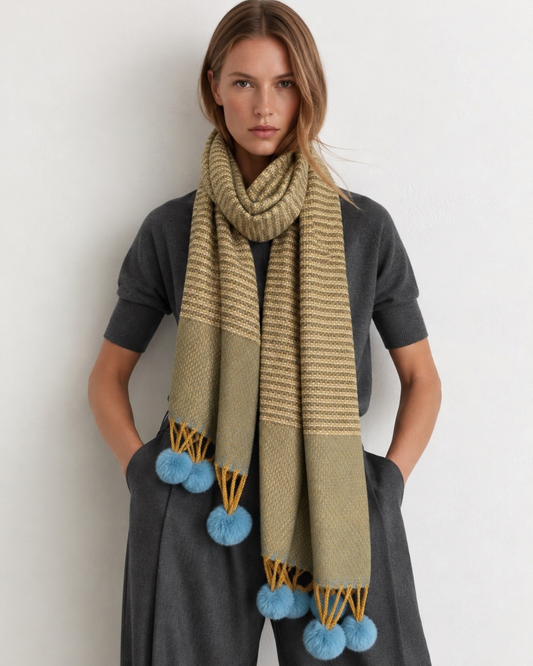 Cashmere Blend Pom Pom Scarf