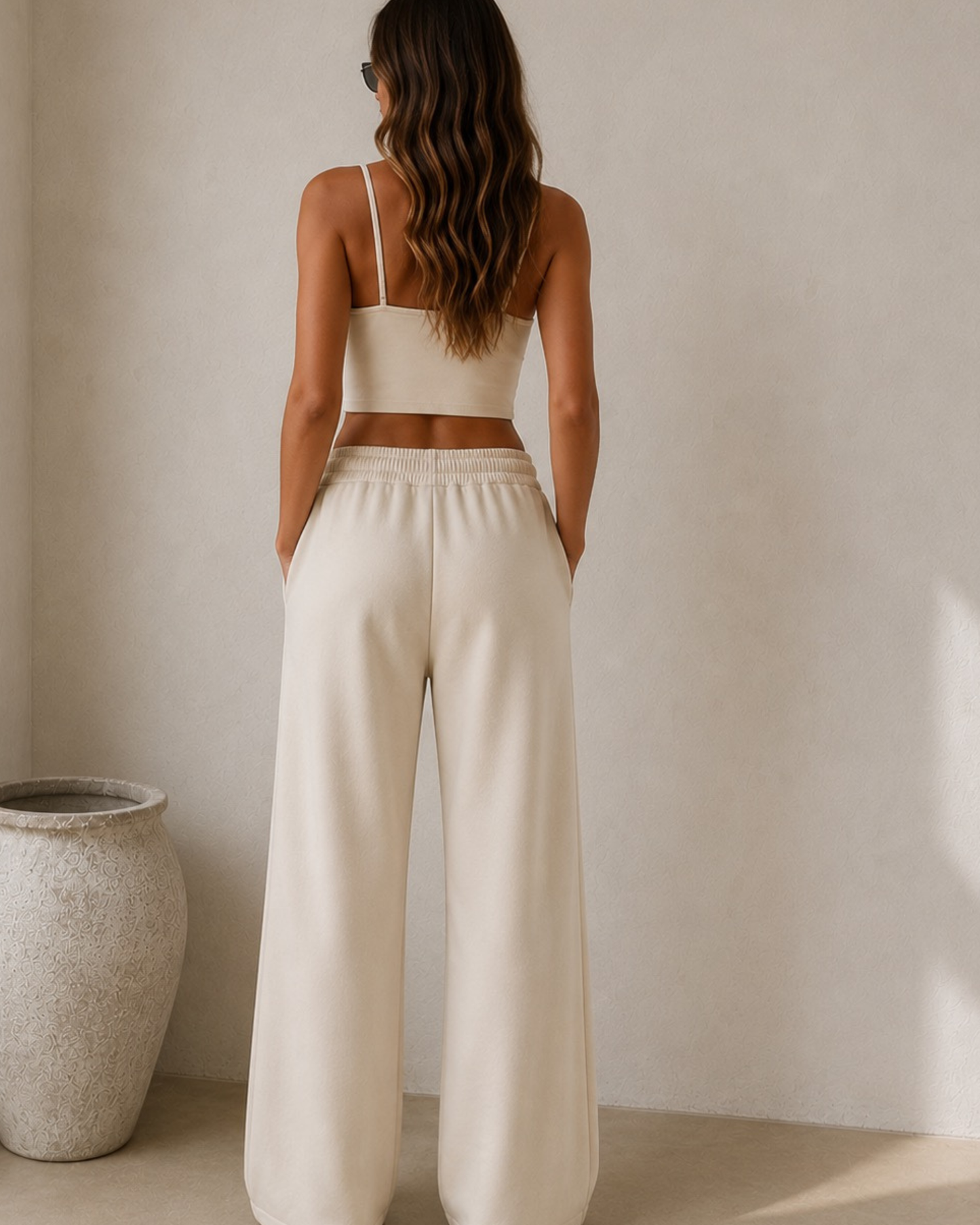 Amalfi Wide Leg Trousers – Cream