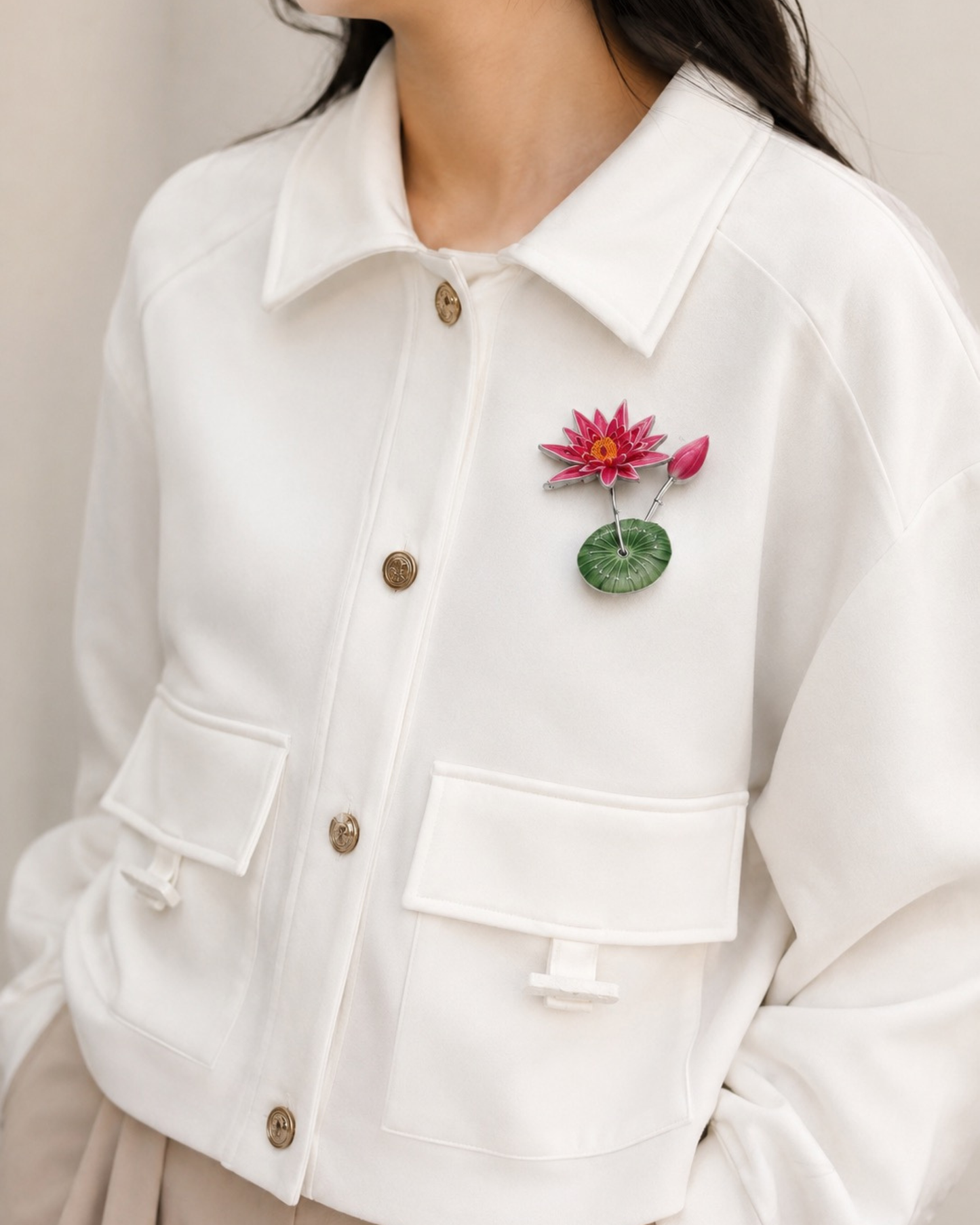 Water Lily Pad Flower Brooch