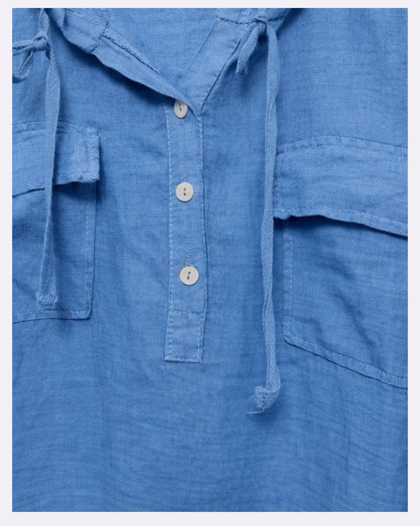Italian Linen Top-Soft Blue/Made In Italy
