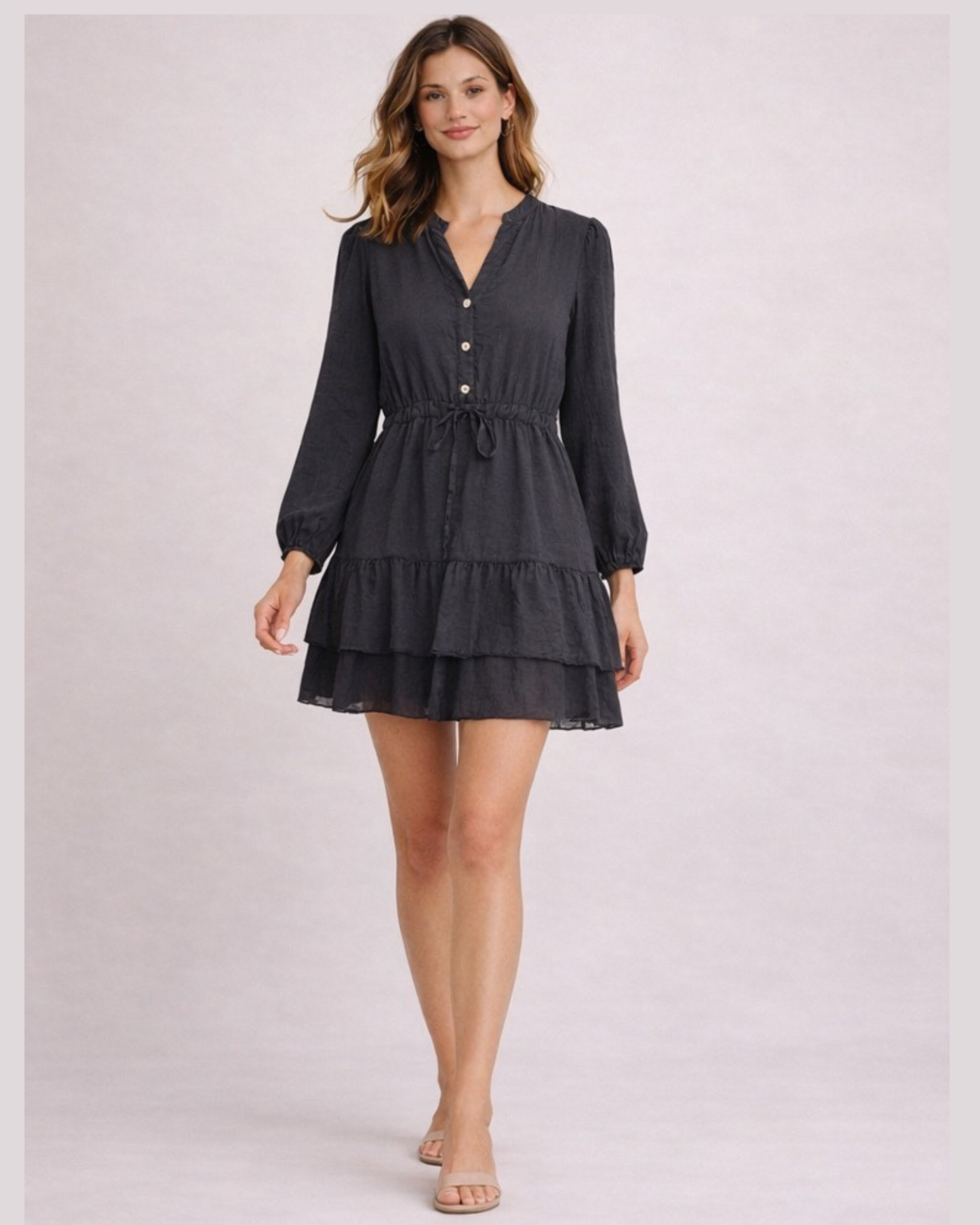 Charcoal Tiered Mini Dress
