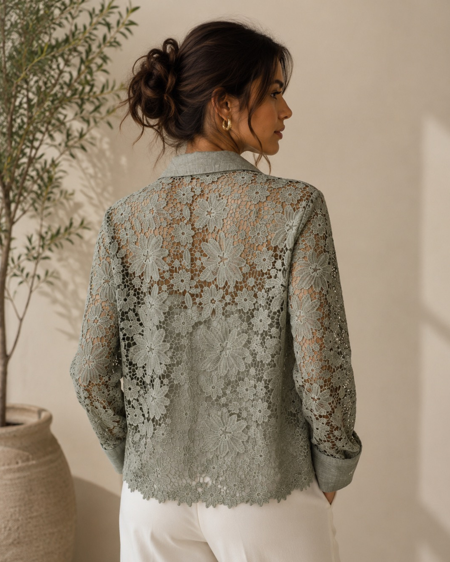 Sage Floral Lace Blouse